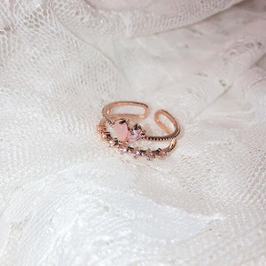Pink Crystal Bar Ring | Rose Gold