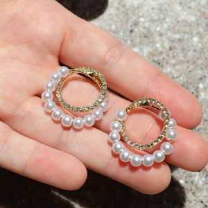 Pearl Double Ring Earrings