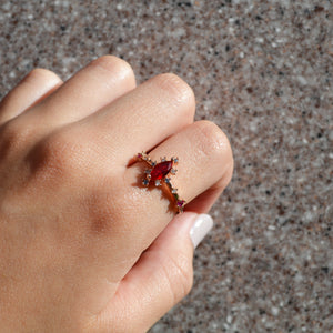 Red Crystal Ring | Rose Gold