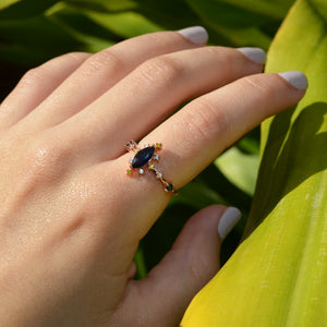 Blue Crystal Rose Gold Ring