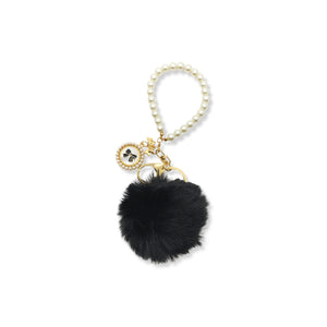 Fluffy Pom Pom Pearl Wristlet Keychain