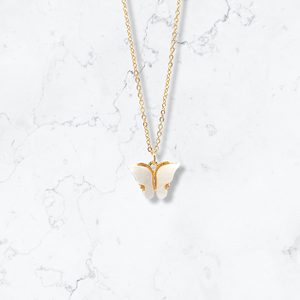 Gold White Butterfly Necklace