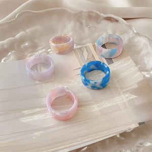 Tie-Dye Resin Ring Set
